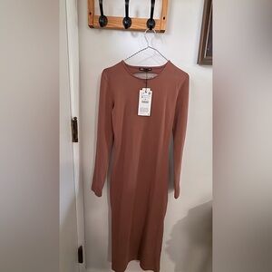 Zara Long Sleeve Bodycon Dress in Terracotta